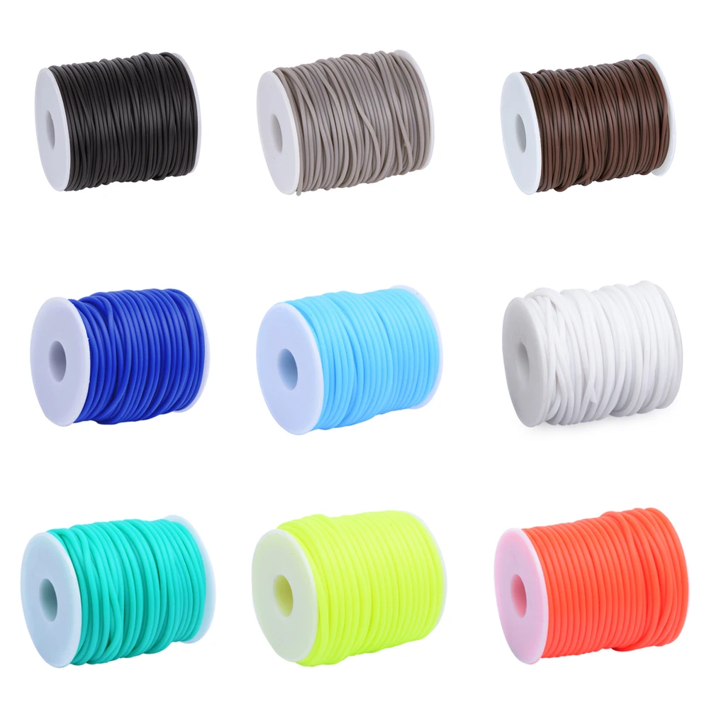 

Pandahall 2/3/4mm Hollow Rubber Cord For Jewelry Findings Making DIY Pipe Solid Tube Cord Thread Wrap Around White Plastic Spool