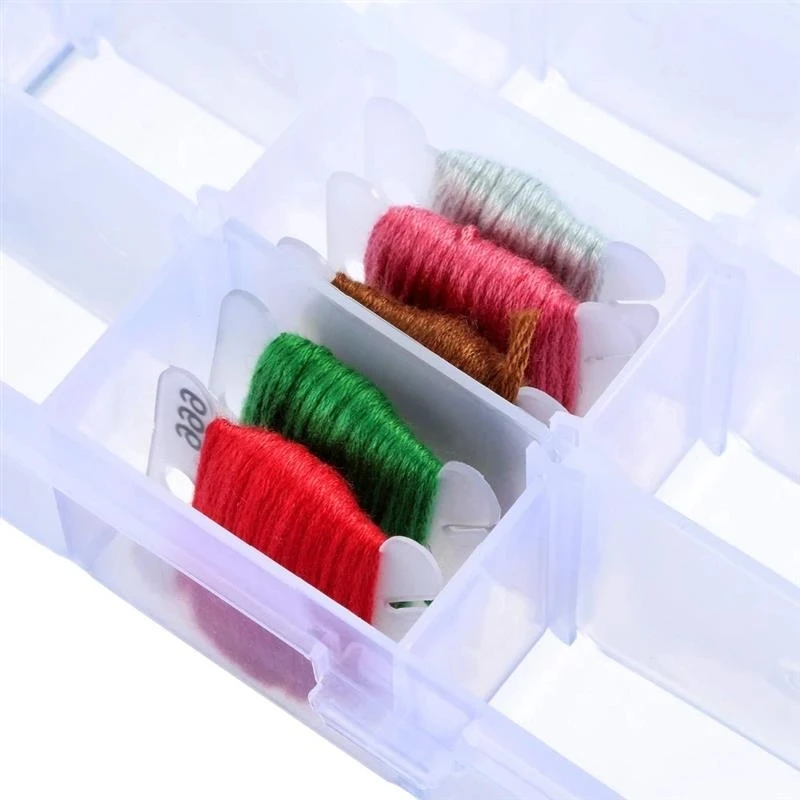 Transparent Plastic Embroidery Floss Storage Box Floss Bobbins Beads Storage Organizer DIY Cross Stitch Sewing Tools