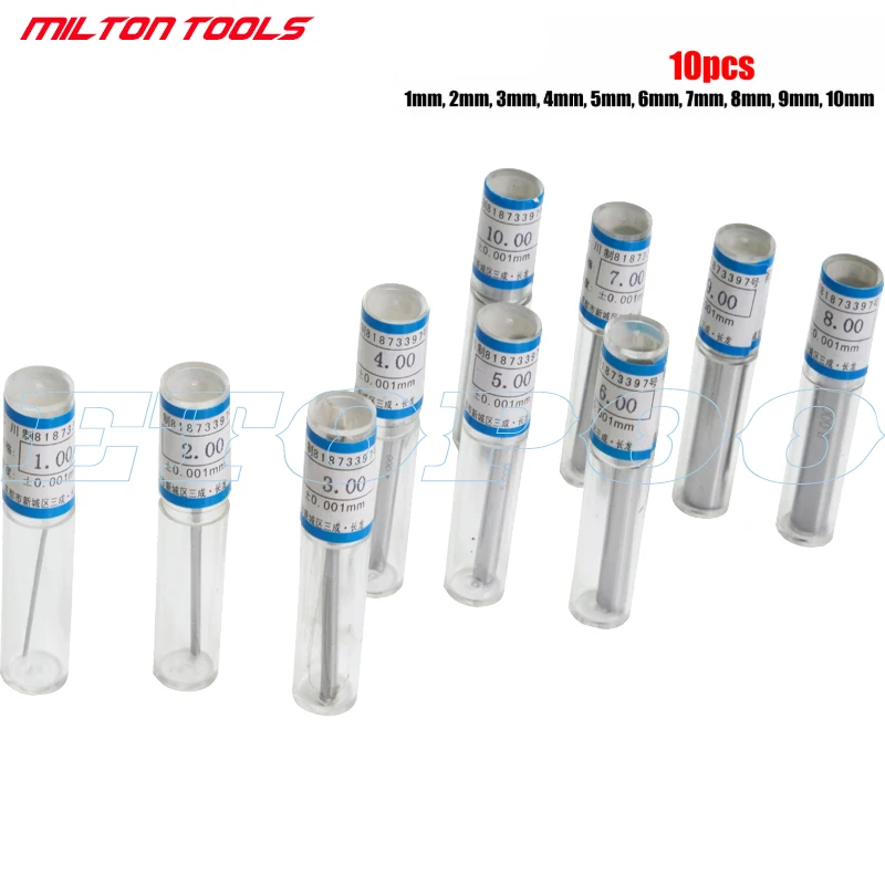 

1mm,2mm,3mm,4mm,5mm,6mm,7mm,8mm,9mm,10mm Range 10Pcs Precision Pin Gauge,Smooth Plug Gauge Hole Gauge