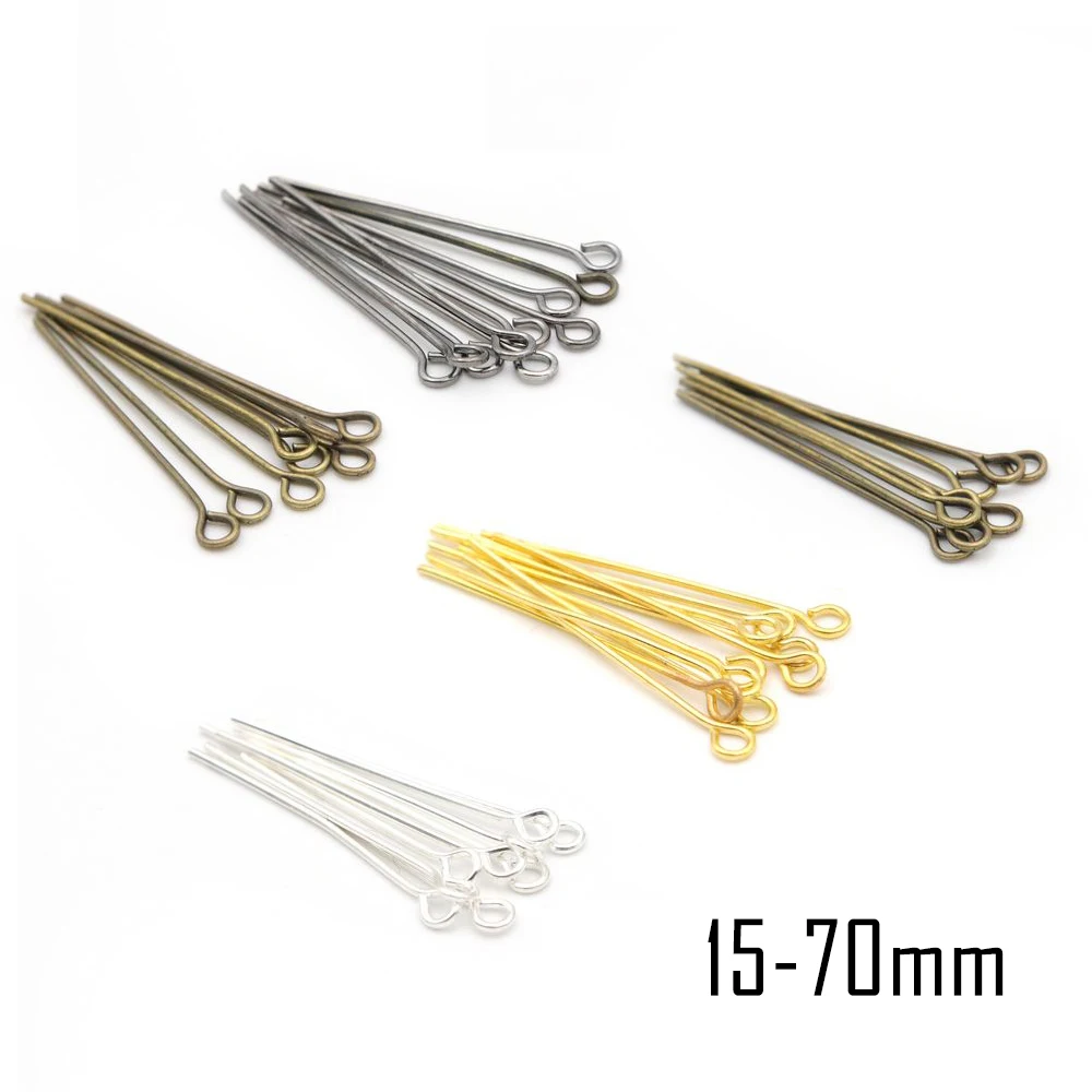 200pcs 20 30 35 40 45 50 60 65 70 mm 21 Gauge Metal Heads Eye Pins Diy Jewelry Making Findings Accessories Supplies Wholesale