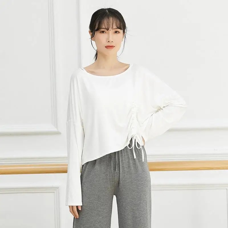 2021 Phụ Nữ Xuân Hè Giữa Tay Nhảy Latin Người Phụ Nữ Modal Áo Tập Nữ Dancewear Hiện Đại Nhảy Múa Thanh Lịch Thực Hành Hàng Đầu