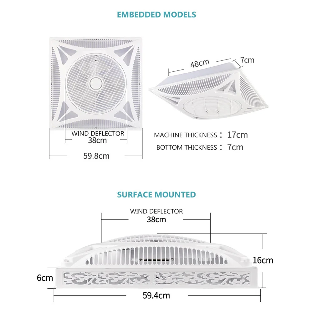 600 Integrated Ceiling Fan Embedded Gypsum Board Ceiling Fan 360 Degrees Remote Control Commercial Fan Silent