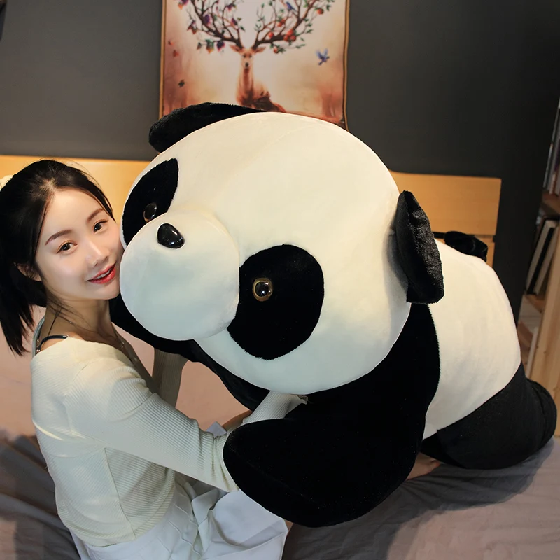 New Jumbo 200cm Panda Plush Toy Giant Soft Cute Lying Bear Sleeping Pillow Doll for Children Girl Gift Home Decoration DY50940