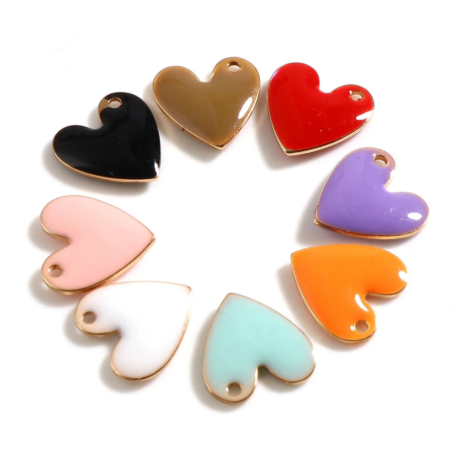 5 PCs Hearts Enamelled Sequins Charms Pendant For Pendant Necklaces DIY Jewelry Finding Making Coolorful Oval Heart Charms