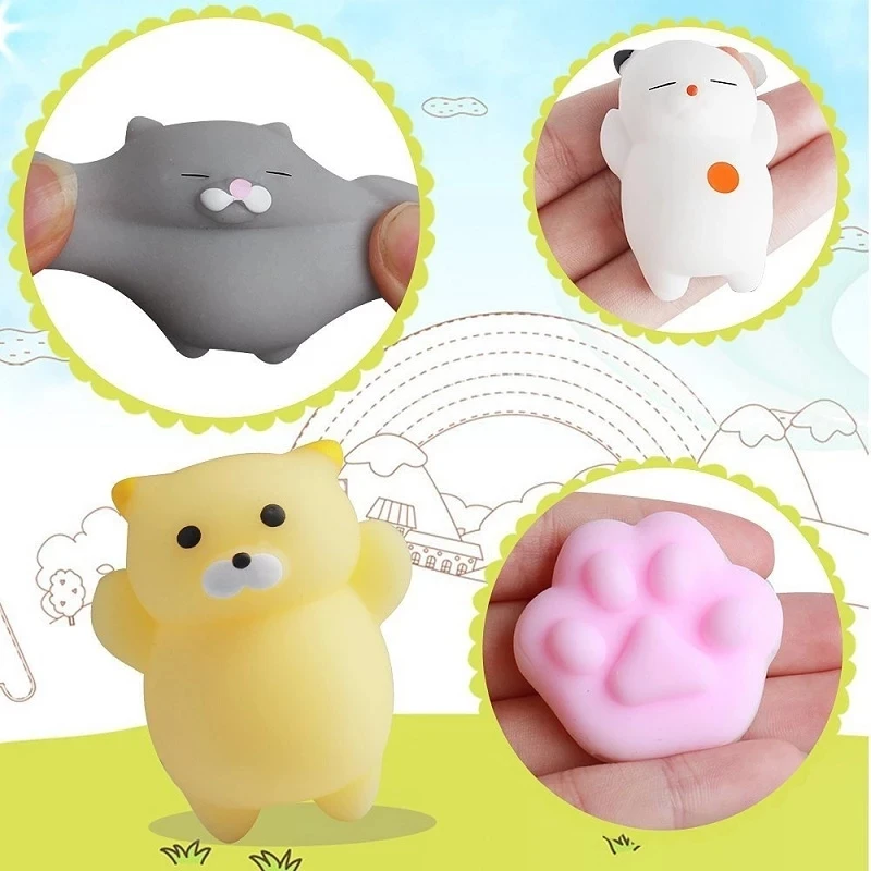 Squishy Mini Cat Animals Fidget Toys Slow Rising Antistress Ball Soft Squeeze Change Color Dolls Stress Relief Fun for Kid Gift