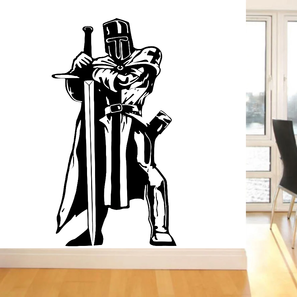 Knight Wall Sticker Boy Room Medieval Dragon Slayer Sword Solider Army Warrior Vinyl Nursery Kids Room Home Decor Art Decal Z734