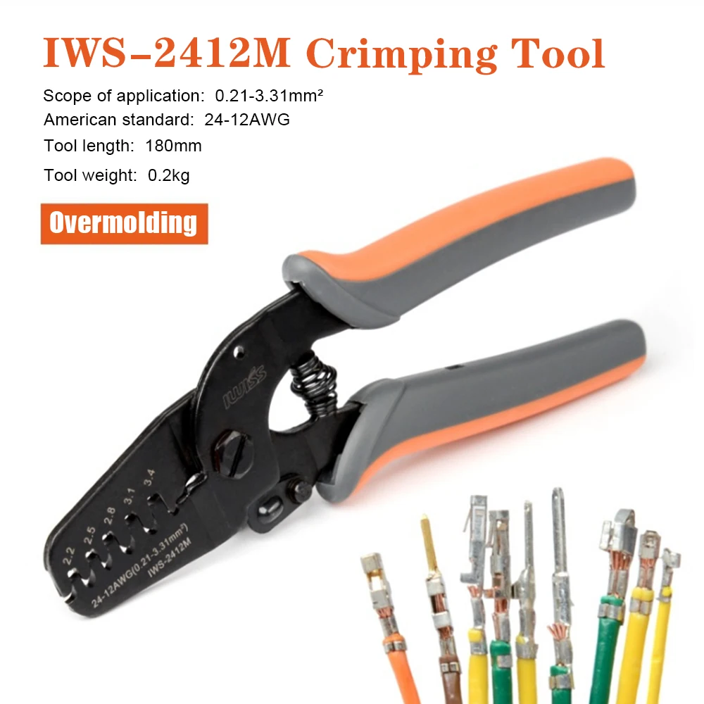 IWS-2412M/IWS-2820M Crimping Tools for JAM Molex Tyco JST Terminal and Connector Multi-function wire Stripper Cable Cutter plier