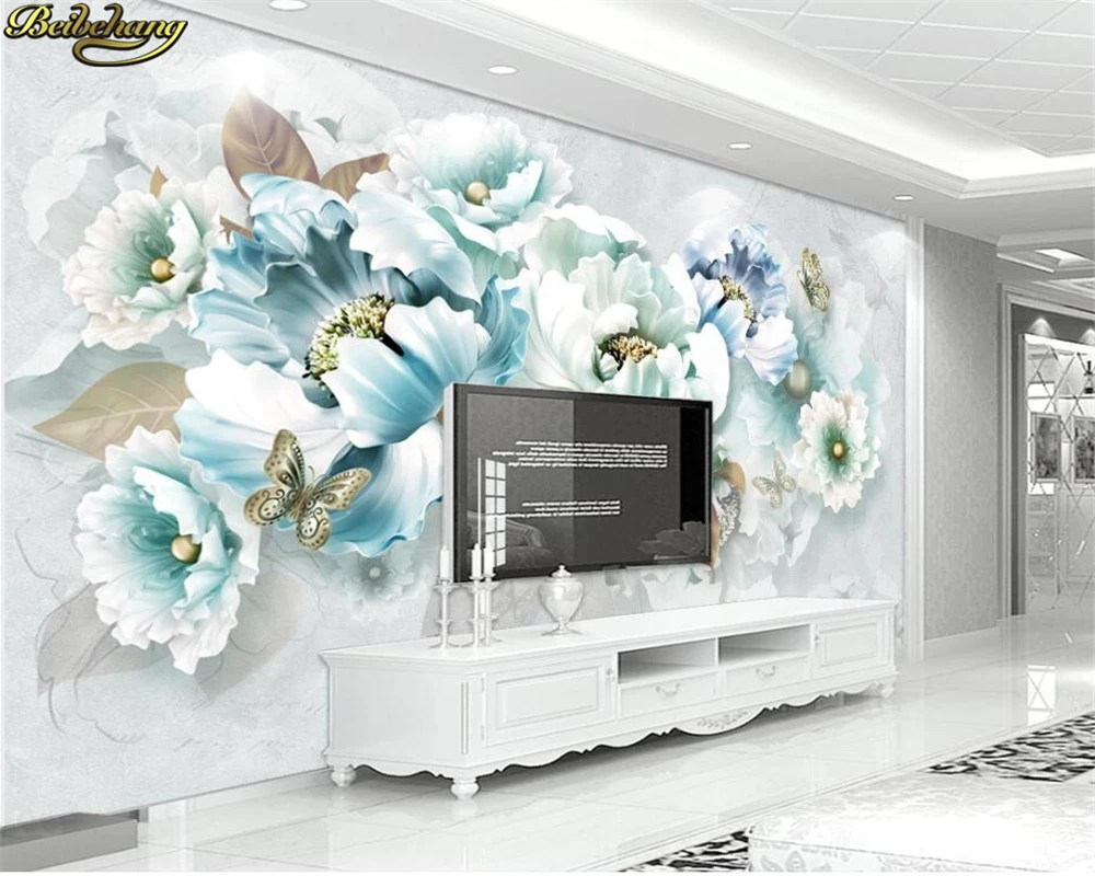 

Custom 3D Wallpaper Silk Cloth Waterproof Canvas Murals Wall Painting Pastoral Floral Flower Oil Painting Mural 3D Wall stickers