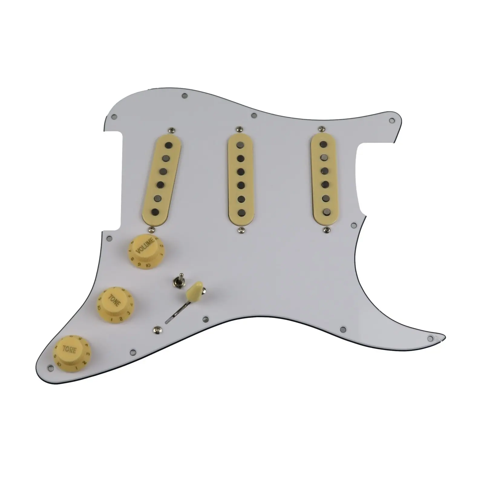 Pickups Guitar Alnico 5 Pickups SSS Single Coils Pickups Loaded Pickguard /Yellow Pickup Covers Set