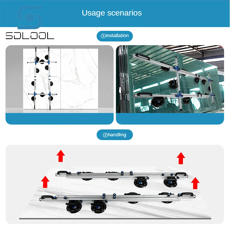 3.45M Adjustable Large Slab Brick Ceramic Tile Rock Slab Vacuum Suction Cup Lifting Frame Glass Stone Installation Paving Transp