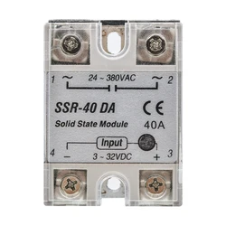 Solid State Relay SSR-25A SSR-40A SSR-100DA 25A 40A 100A 3-32V DC TO 24-380V AC SSR 25DA 40DA 100DA  Control Switch