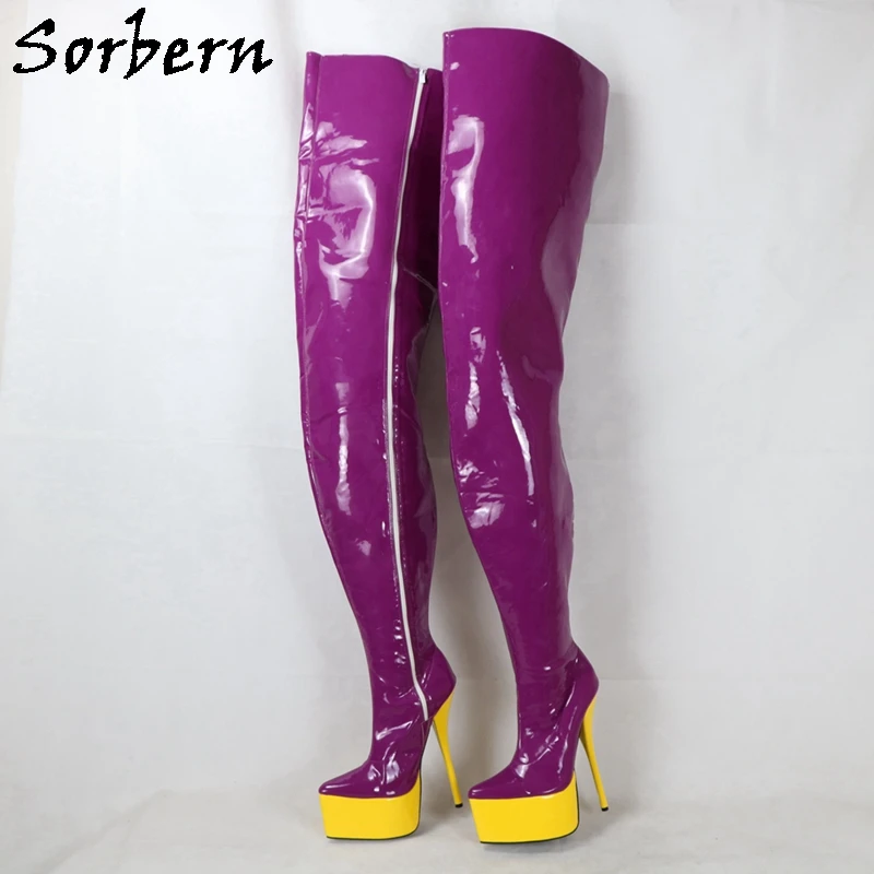 Sorbern 100Cm stivali lunghi con albero duro donna tacchi alti estremi punta a punta piattaforma tacchi a spillo Fetish scarpe da donna Unisex