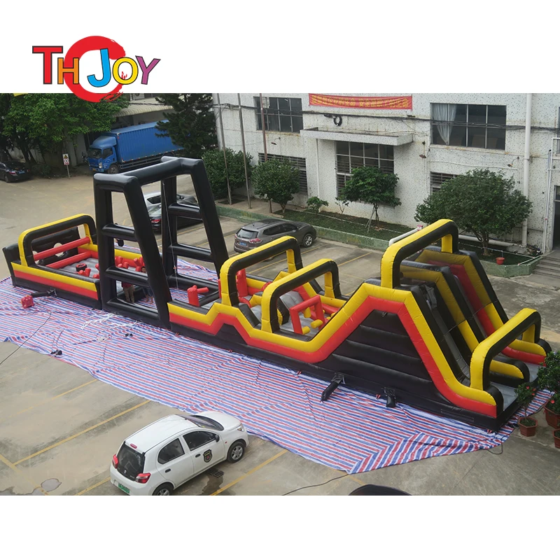 free sea ship to port, 25m-83ft long warrior challenge inflatable obstacle field,commercial inflatable obstacle court with slide