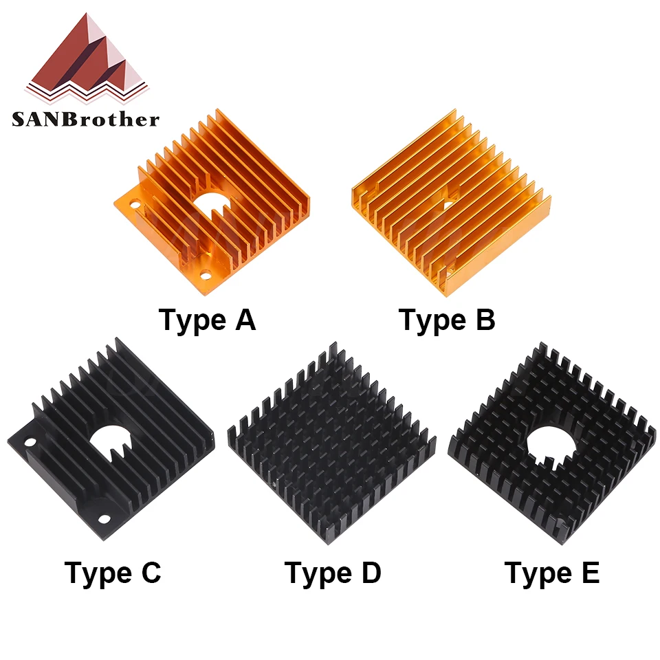 

3D Printer Motor Heatsink Black Gold Aluminum Radiator 40x40x10mm for 42 stepper motor MK7/MK8 Extruder Heat Sink