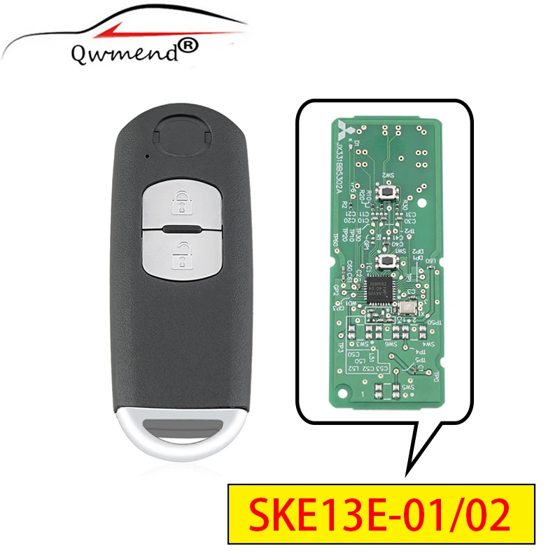 

QWMEND 2 Buttons Car Remote Key for Mazda CX-3 CX-5 2 3 Hatch 6 Wagon Smart Car Key SKE13E-01 SKE13E-02 ID49 Chip 433mhz