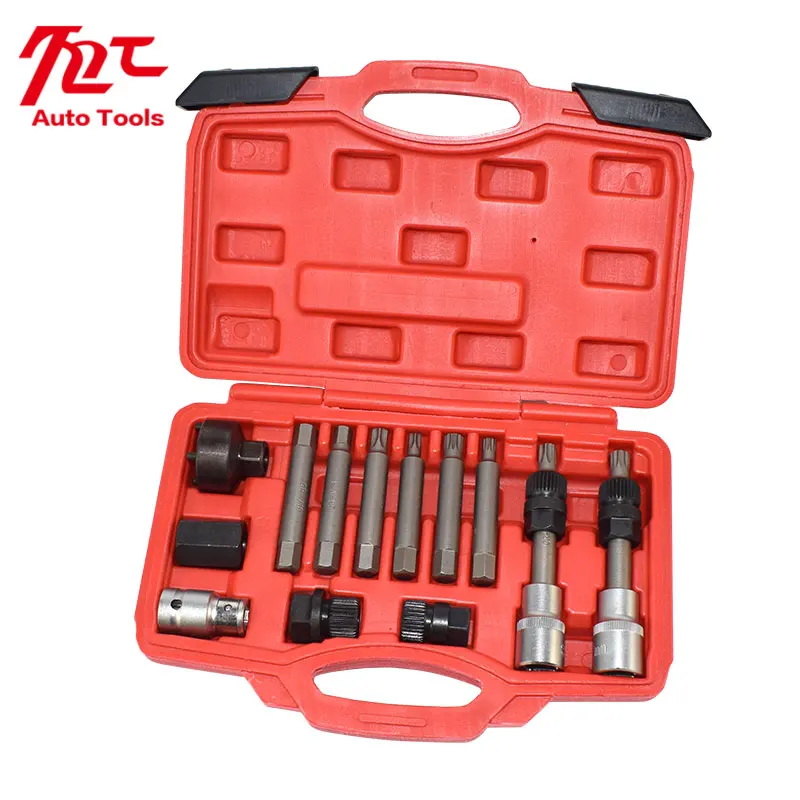 13 Pcs Alternator Freewheel Pulley Removal Engine Auto Tool Set For Mercedes Benz BMW