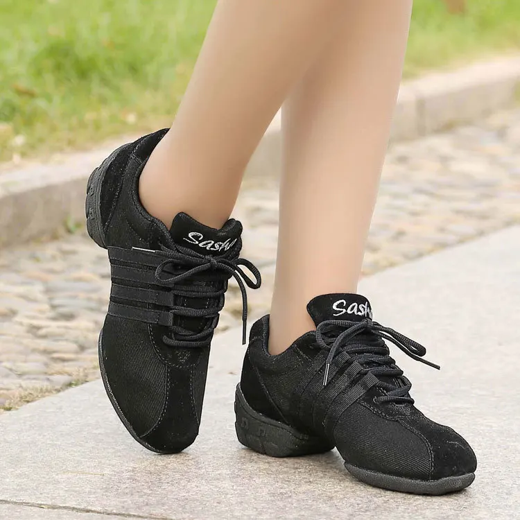 Lona respirável praça sapatos de dança mulher moderno esporte hip hop jazz sapatos de dança sapatos salsa