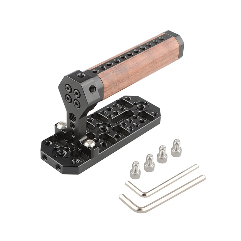 CAMVATE Wooden Handle With Mounting Cheese Plate & Cold Shoe &1/4"-20 Mounting Holes For DSLR Camera(Blackmagic URSA Mini Camera
