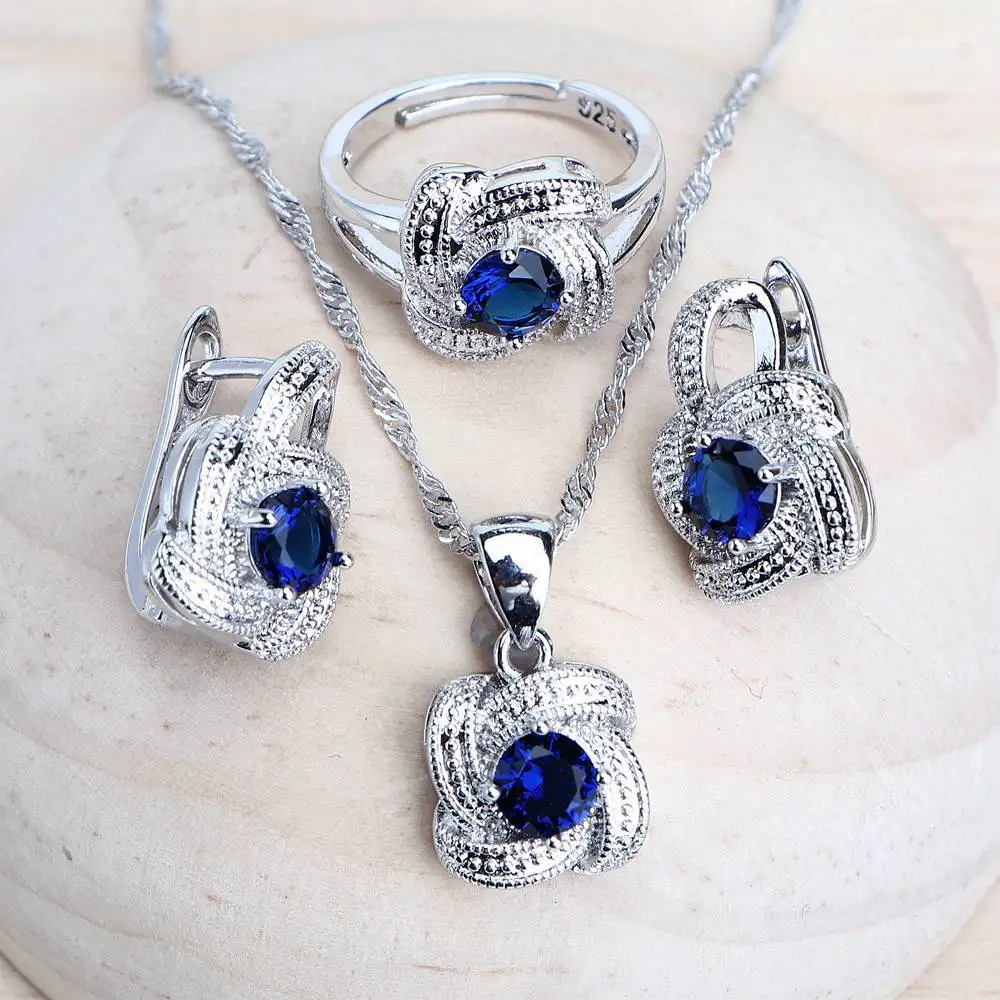 NONE Blue Zirconia Women's Jewelry Set Sterling Silver 10