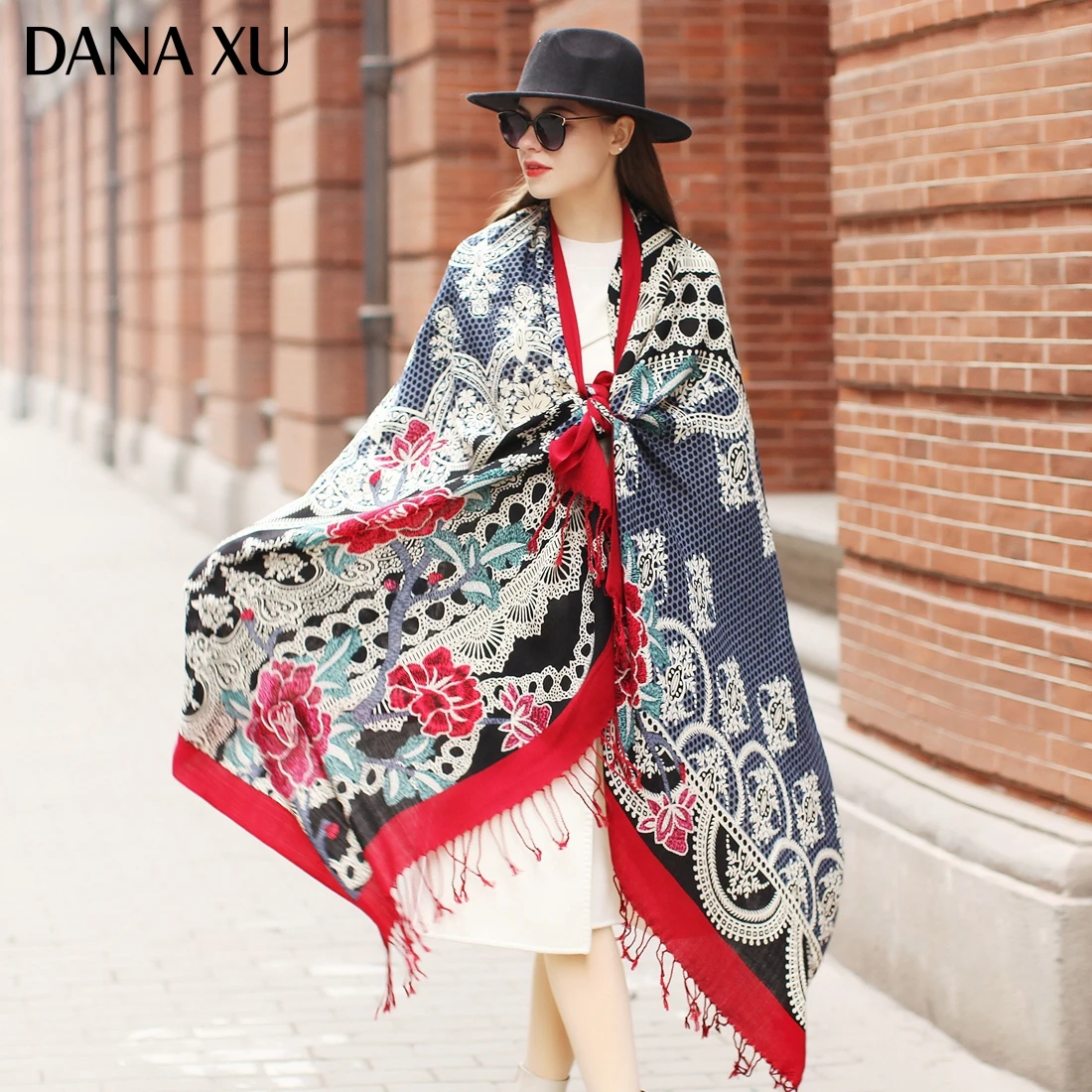 DANA XU Bufanda Mujer Wool Poncho Head Women Lady Warm Shawl Stoles Bandana Scarf Hijab Luxury Brand Pashmina Winter 2021