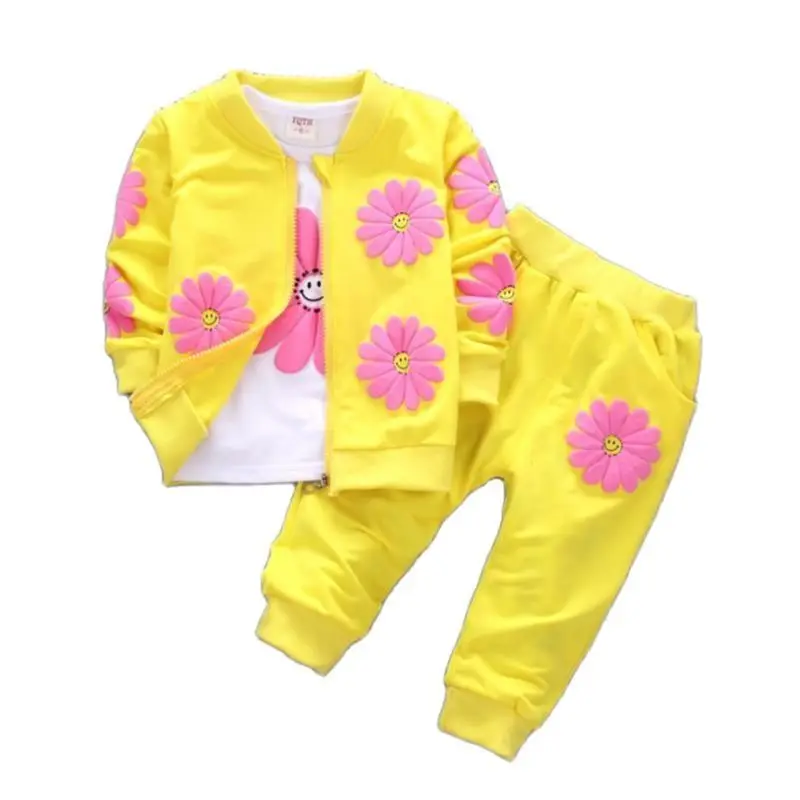 2023 Real Roupas Infantis Children\'s Garment Spring And Autumn New Girl Pure Cotton Printing Three-piece Child Suit 0-4y