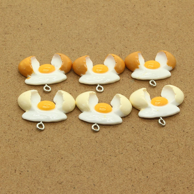 10pcs Resin Broken Chicken Duck Egg Charms Diy Creative Keychains Earring Pendants Accessory Cute Cartoon Food Jewelers Make