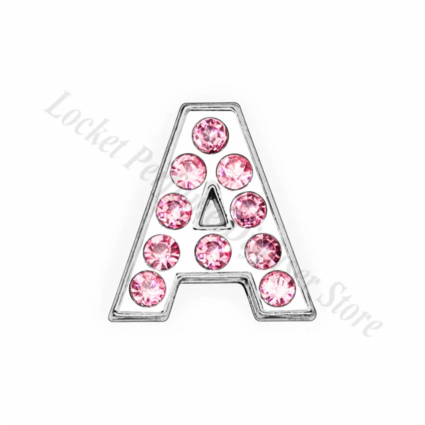 1pc A-Z 8mm Pink Full Rhinestone Slide Letters For Bracelet Making Alphabet DIY Wristband Pet Collar Keychain Jewelry Women Gift