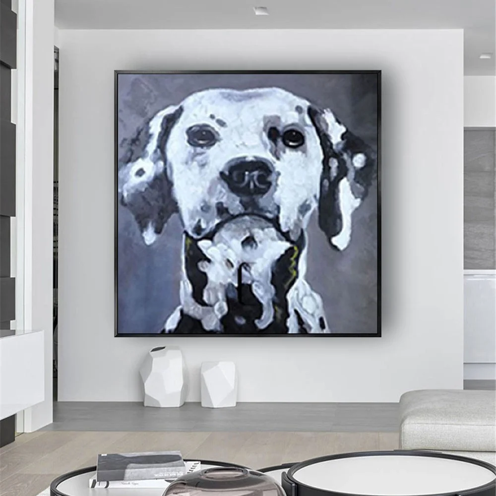 

Modern children's room decor wall art 100%hand-painted oil painting animal dalmatian canvas painting Home room decor Porch mural