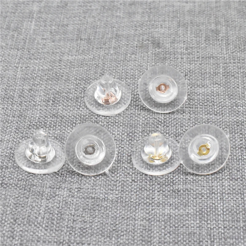 30 Pairs 925 Sterling Silver Ear Nuts Rhodium Plated Silicone Earring Clutch with Gold Plated