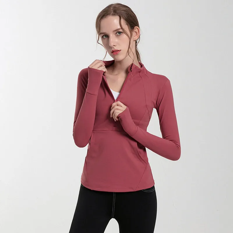 Magliette sportive da donna Sexy con stampa solida tinta unita palestra alta elastica Yoga Top da corsa t-shirt a maniche lunghe traspiranti