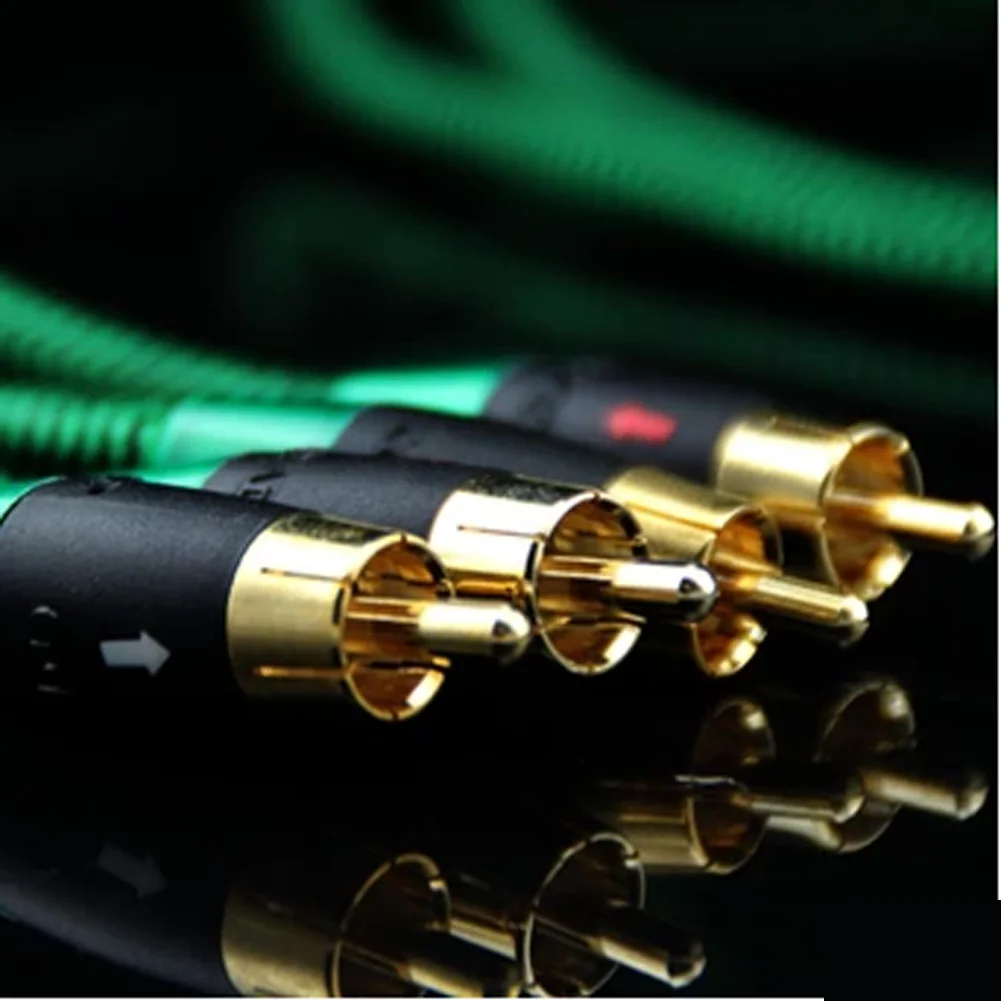 Haldane Pair Green HIFI Gold Plated RCA Plug AQ-HIEND Audio Cable CD Amplifier Player Speaker RCA Interconnect Cable