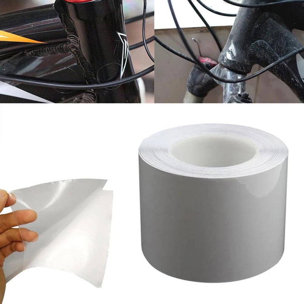 Pegatinas de protección de armazón para bicicleta, cinta adhesiva transparente para marco de bici, 1m