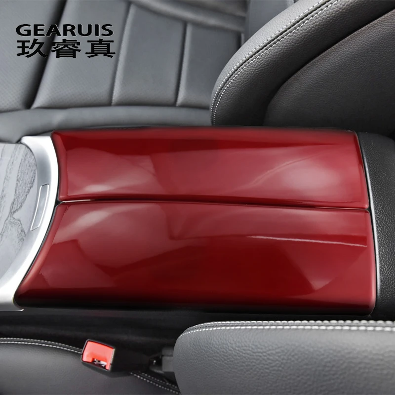 Car Styling Storage Box Panel Cover Armrest Box Panel for Mercedes Benz C Class W205 GLC X253 Center Console Cover Stickers Trim