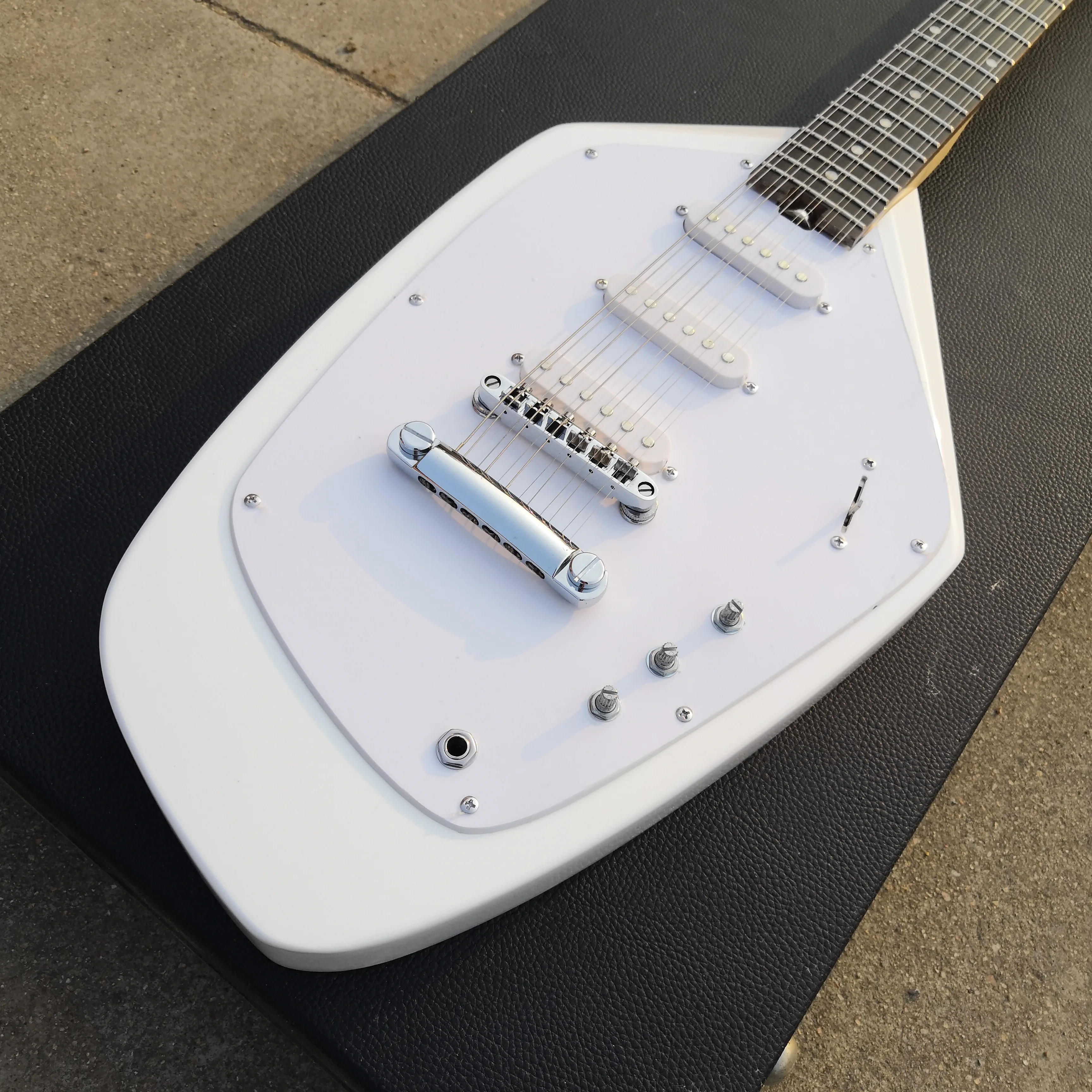 12 string irregular guitar, gemstone white color electric guitar free shipping