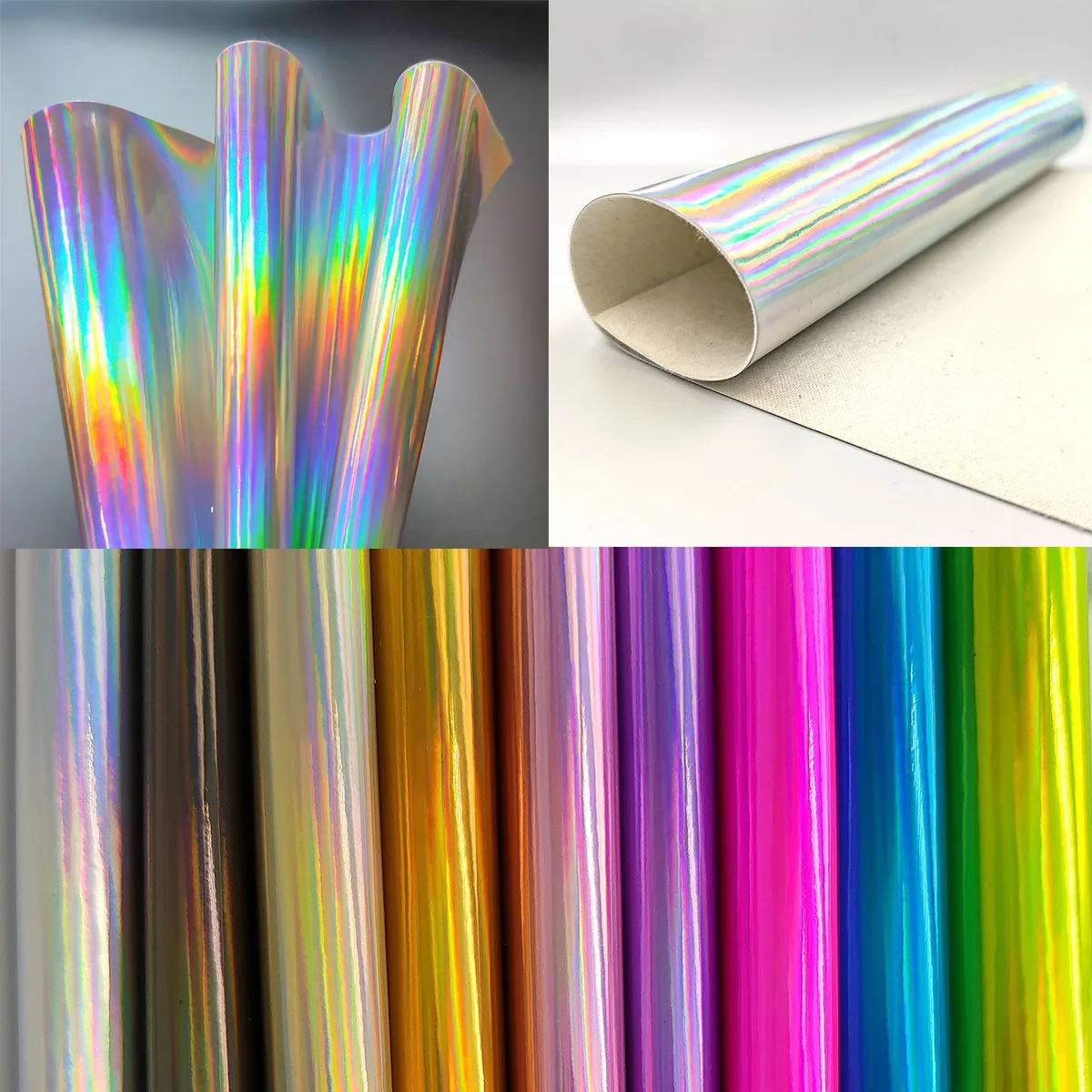 Hologram Iridescent Rainbow Mirrored Faux PU Synthetic Laser Leatherette Fabric Craft Cloth Bag DIY Bows Handmade Earring