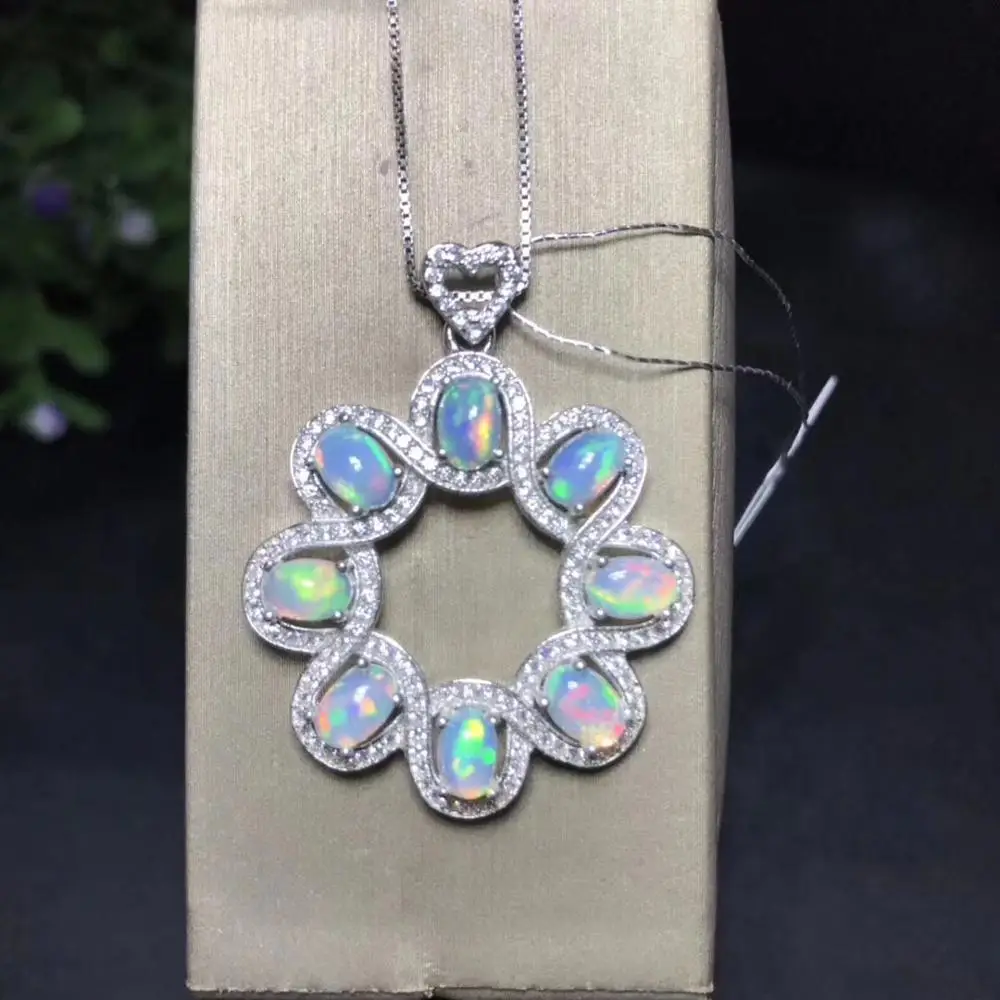 

Natural Opal Necklace, Australian Sapphire, Multi-Color, 925 Silver, Global Gem Factory Wholesale