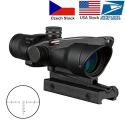 4X32 Hunting Riflescope Real Fiber Optics Grenn Red Dot Illuminated Etched Reticle Tactical Optical Sight