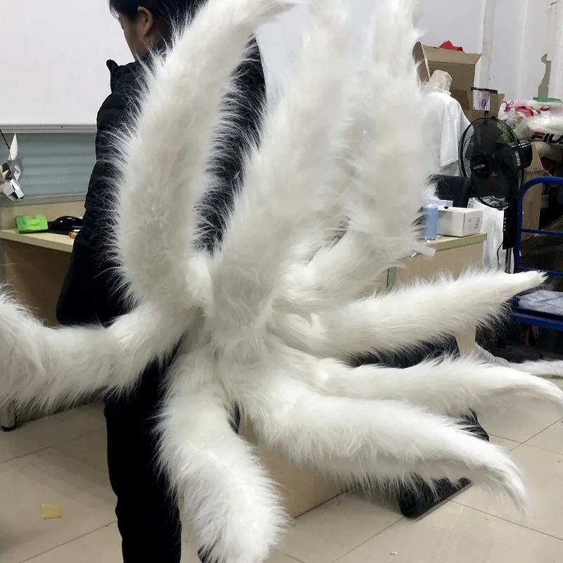 2021 New LOL Ari Nine-Tailed Fox Tail Pink White Nine Tails Cosplay Props can be Erected