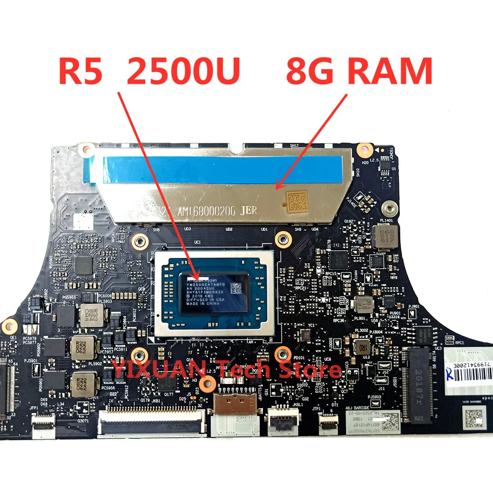 ES321 NM-B441 For Lenovo IdeaPad 720S-13ARR laptop motherboard Ryzen R5 2500U CPU 8G RAM 5B20Q59464 5B20Q59378 100% test work