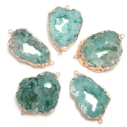 Natural Druzy Agates Connectors Irregular Shape Golden Plated Stone Connectors for Making DIY Jewelry Necklace Accessories