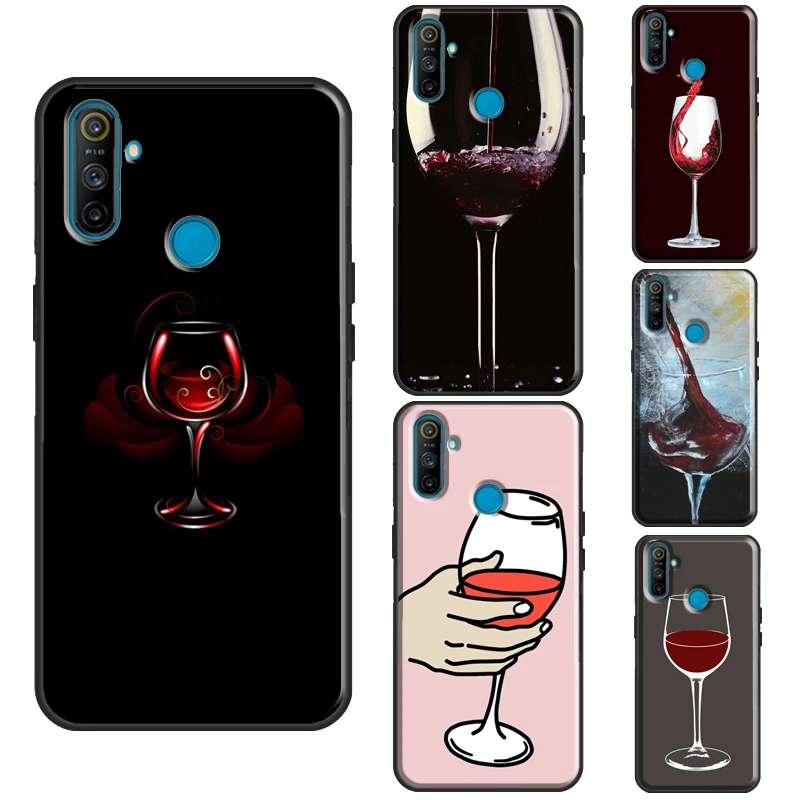 Red Wine Glass Case For OnePlus 10 Pro 9 8T Nord2 9R Cover For Realme GT Neo 2 GT Master C21 8i 9i 8 Pro