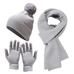 Ensemble écharpe et gants en laine optique pour femme, bonnet en tricot doux, ensembles de protection contre le froid, bonnets pour garder au chaud, hiver