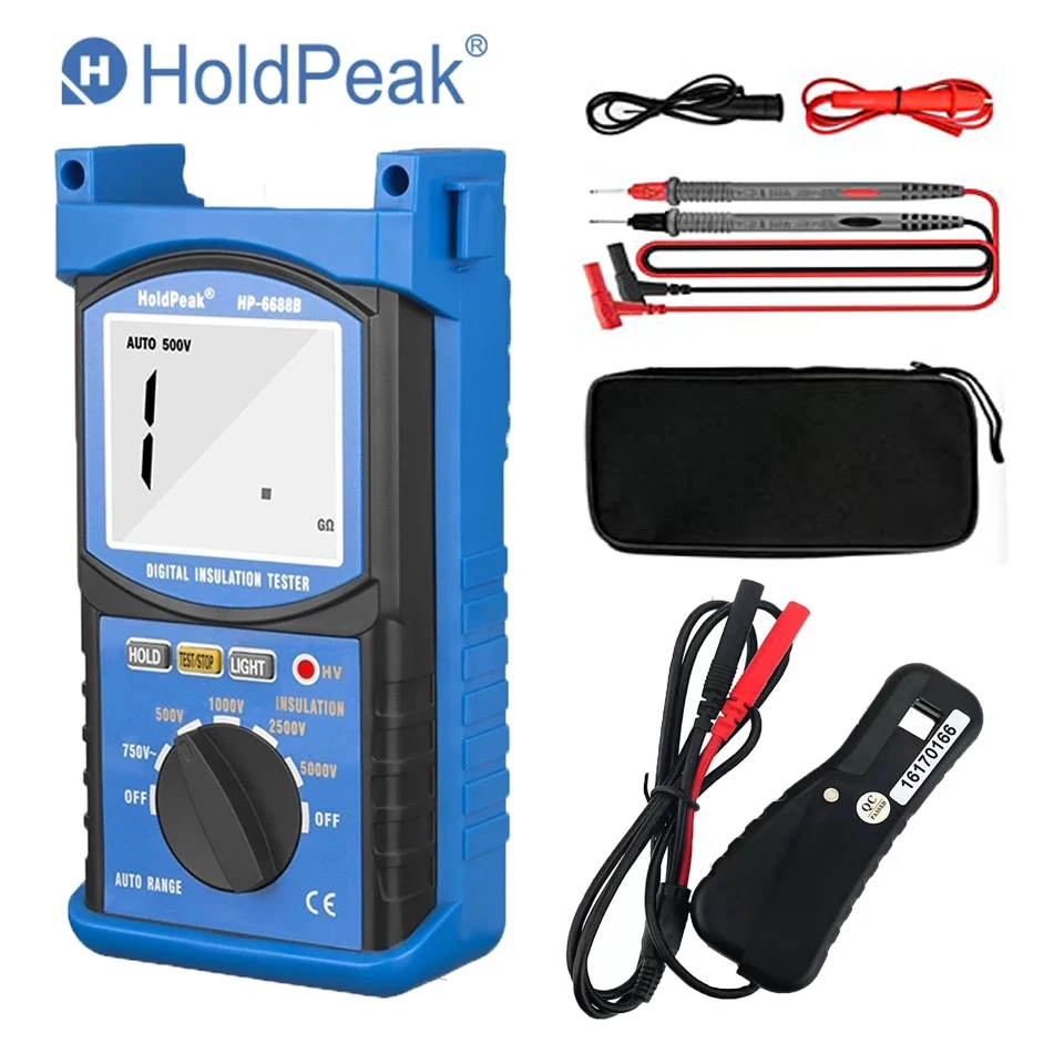 HoldPeak HP-6688B High Quality Digital 5000V 1999 Auto Range Insulation Resistance Tester + HP-705A Signal Pick Up Adapter