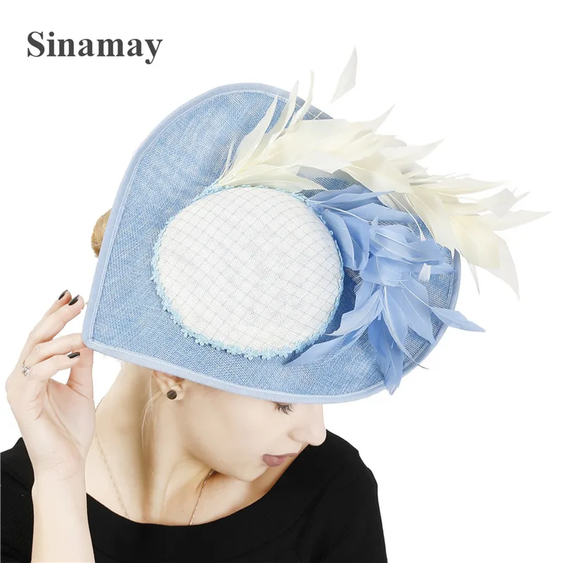 Fashion Lavender Fascinator Hat Women Elegant Charming Feather Headpiece Headband Formal Dress Chuch Occasion Hair Accessories