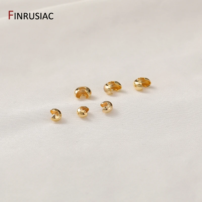 3/4/5 mm 18 Karat vergoldetes Messing, offene Quetschperlen, Abdeckungen, Quetschperlen, Stopper, Abstandsperlen für DIY-Schmuckherstellungszubehör – Detail 18