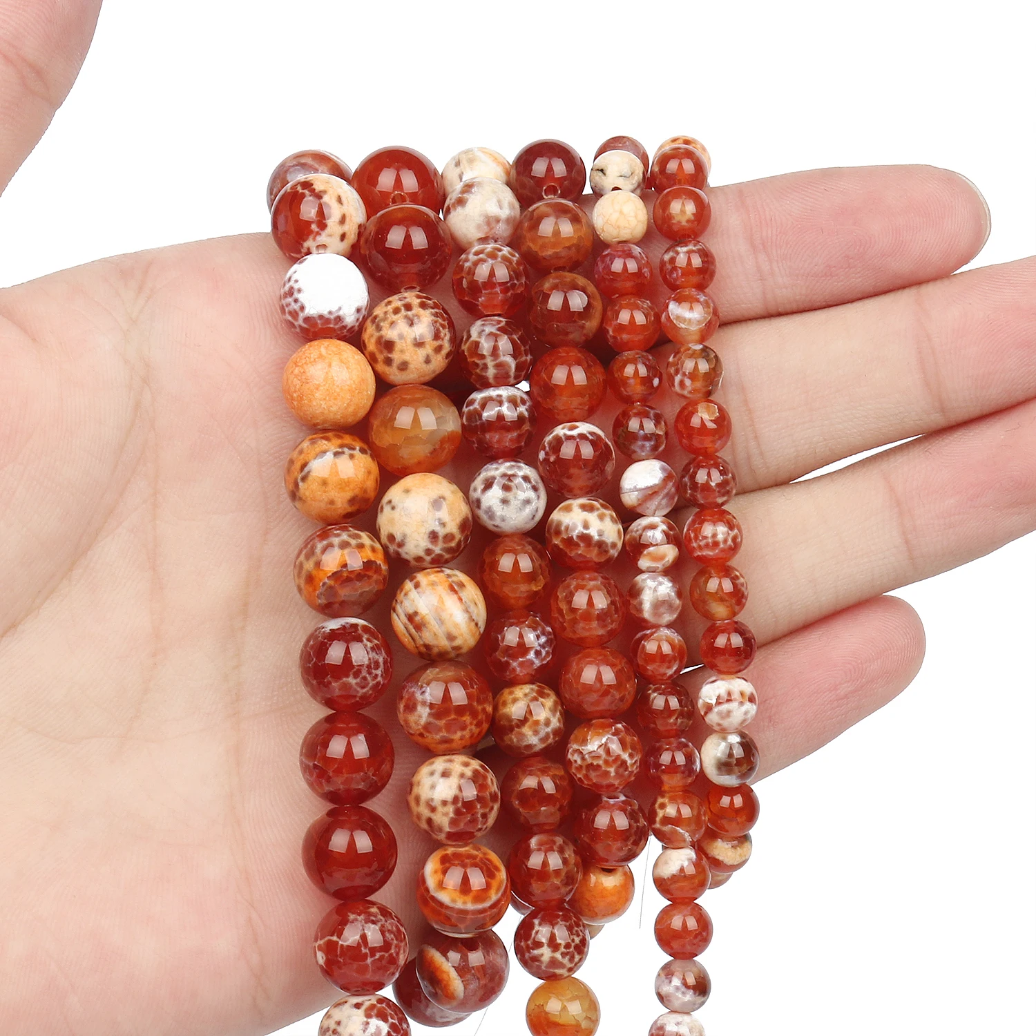 Red Fire Agate 6/8/10mm Natural Stone Beads Round Shape Loose Spacer Beads For Jewelry Making Diy Bracelet Necklace 15inch