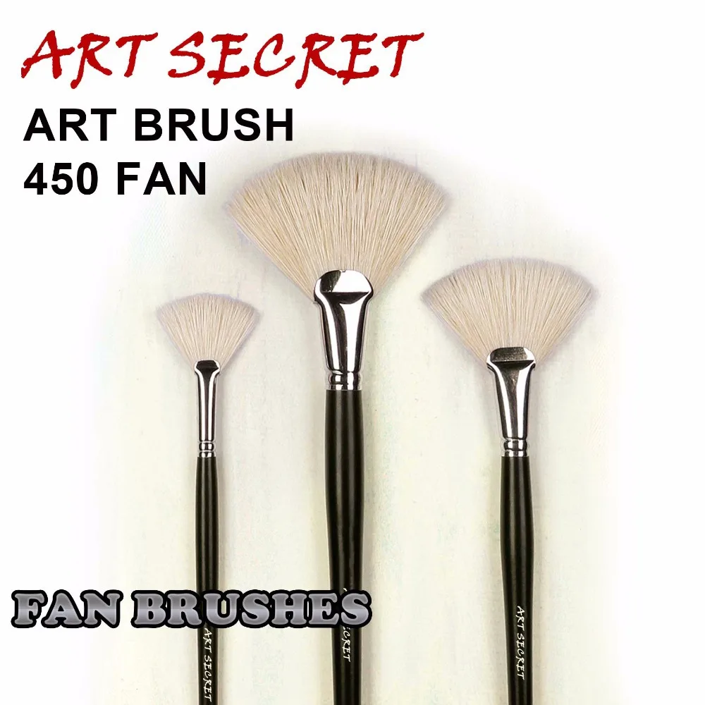 ArtSecret 450Fan 1PC High Grade Paint Artist Brush Bristle Hair Nickel Brass Ferrule Wooden Handle Oil Acrylic Art Supplies