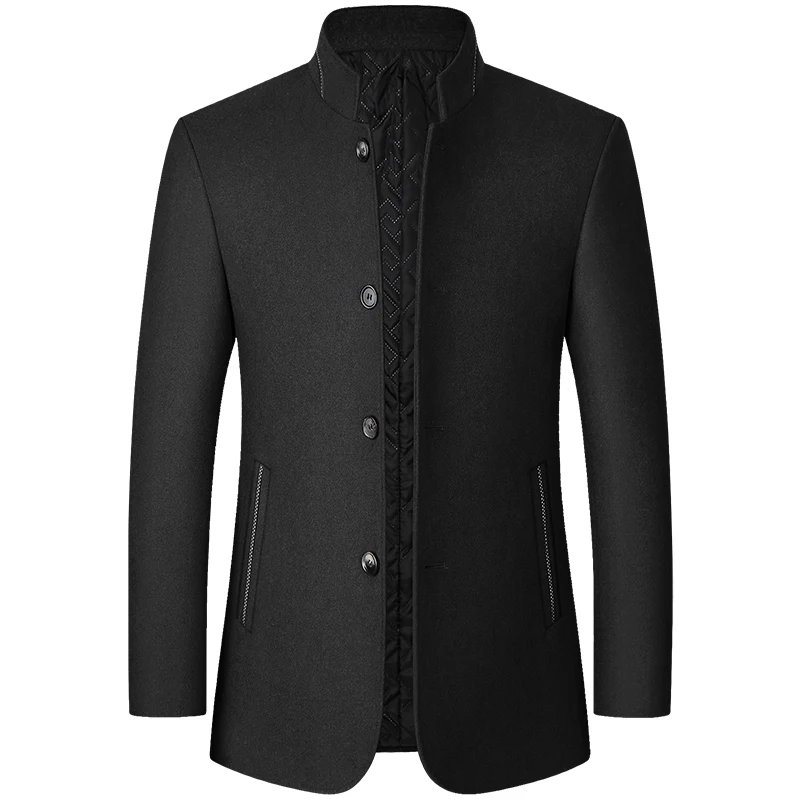 Thoshine-abrigos de lana con cuello alto para hombre, chaquetas de mezcla de lana a la moda, Parkas para exteriores, Primavera, otoño e invierno, 25%