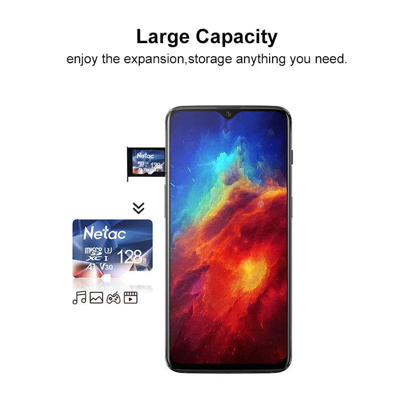 Netac karta Micro SD 512GB 256GB 64GB 32GB 16GB karta pamięci karta sd 128GB C10 UHS 1 U3 V30 V10 karta pamięci Flash karta Microsd TF