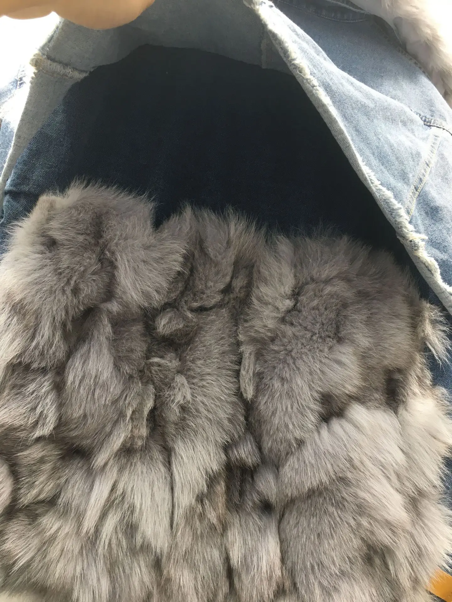 Parka jeans acolchoada em algodão para mulheres, casaco de pele de raposa real, outerwear feminino, solto e mais grosso, casaco quente, moda inverno, novo, 2023